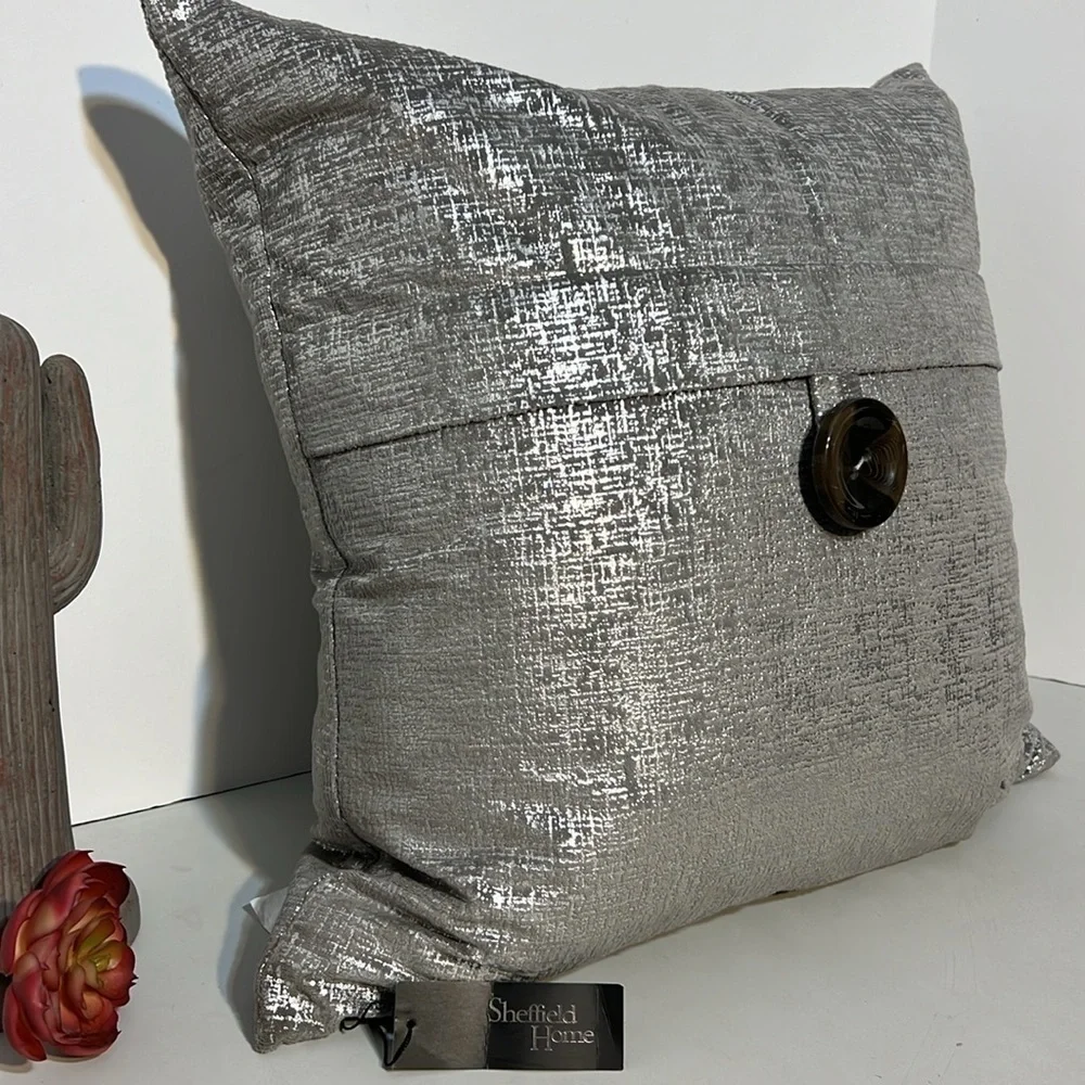 Sheffield Home Silver Metalic Pillow Size 20X20